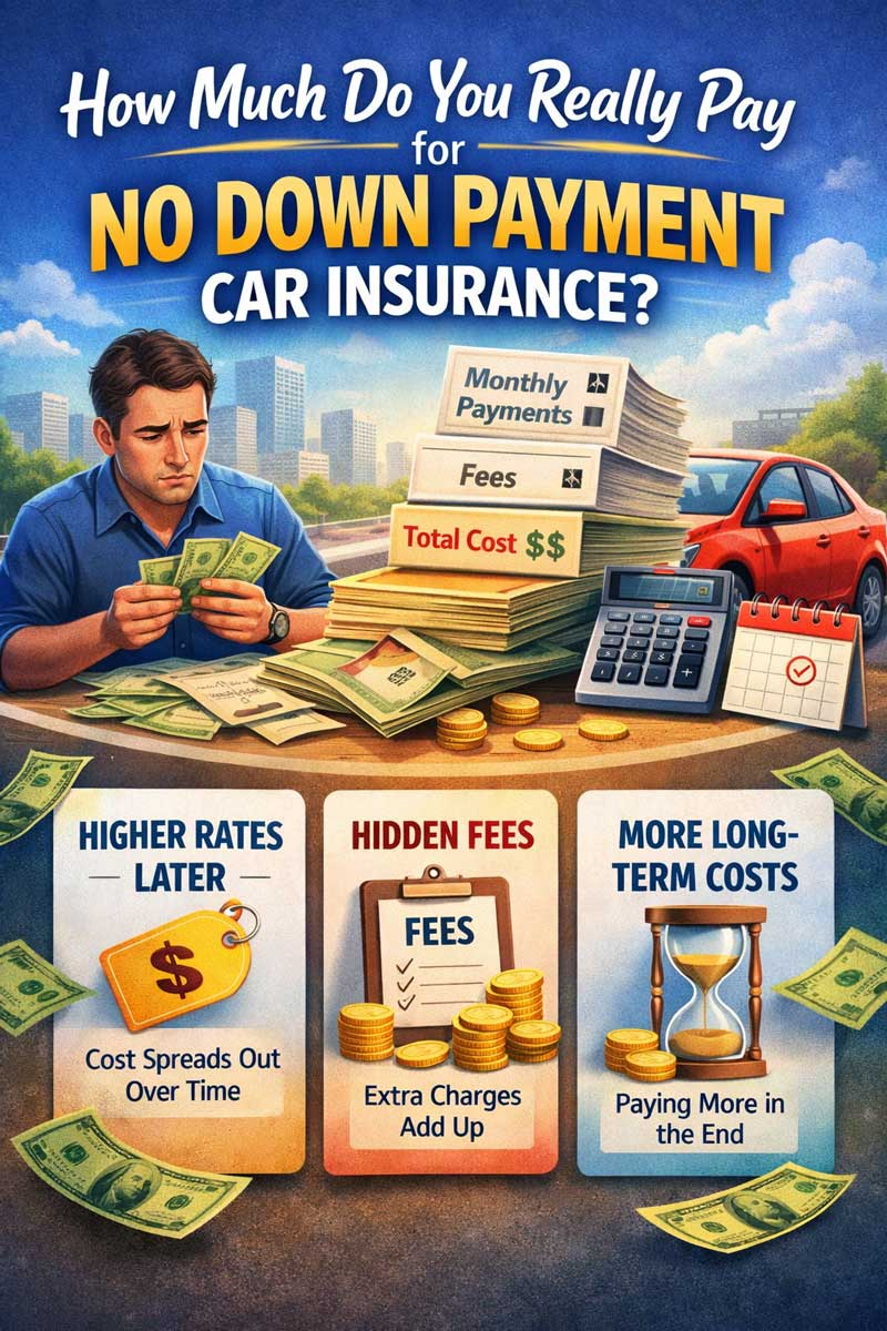 real cost of no down payment car insurance including fees and monthly payments